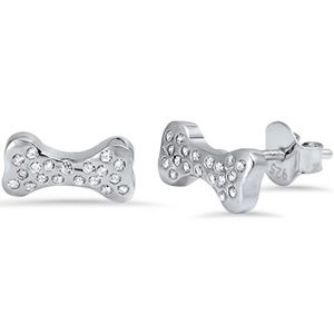 .925 Sterling Silver Clear CZ Dog Bone Earrings
